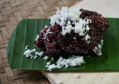 High angle view of ice cream on table