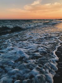 Scenic view of sea against sky during sunset