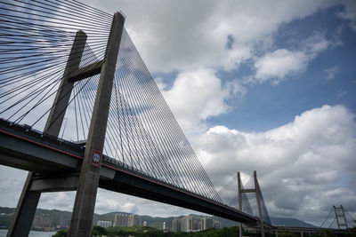 Low angle view of suspension bridge