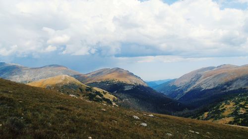 Scenic view of mountains against sky