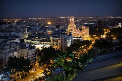 High angle shot of illuminated cityscape