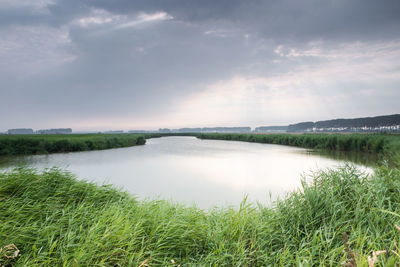 Scenic view of lake against sky