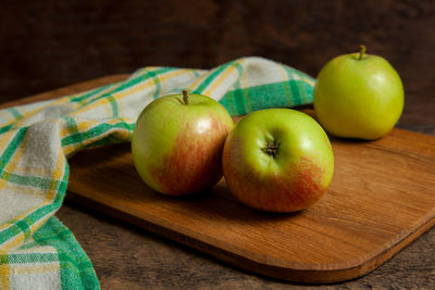 Close-up of apples on table