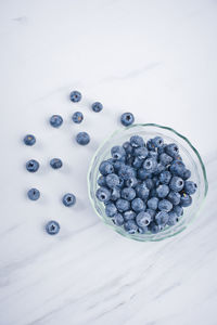 High angle view of berries on table