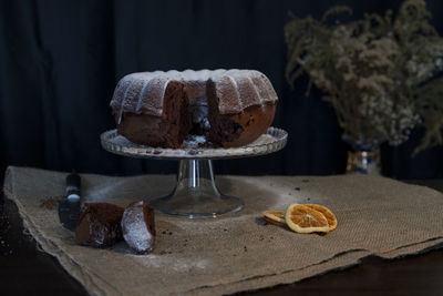 Close-up of cake on table