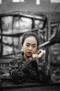 Portrait of woman outdoors