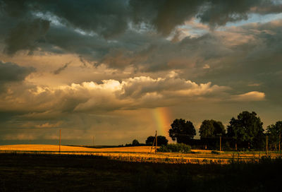 Scenic view of field against sky during sunset