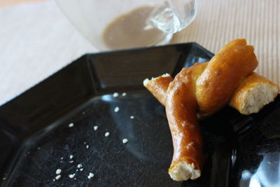 High angle view of bread on table