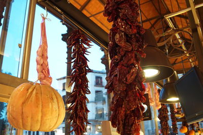 Low angle view of hanging buildings