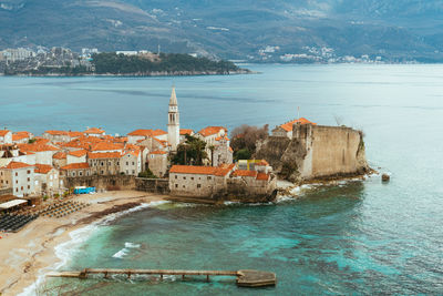 High angle view of sea against sky