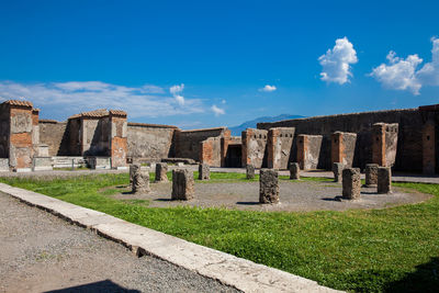 Ruins of the macellum in the ancient city of pompeii in a beautiful early spring day