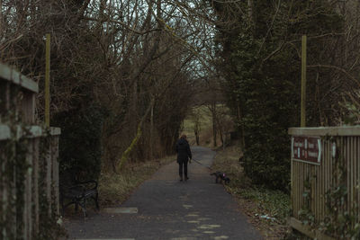 Rear view of woman walking in park