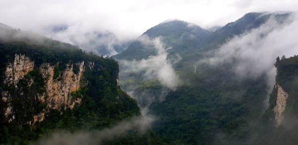 Panoramic view of mountains against sky