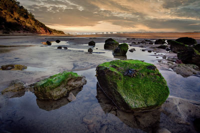 Scenic view of sea against sky during sunset