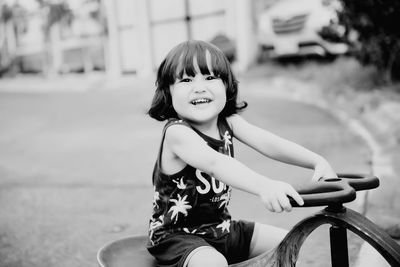 Smiling boy with long hair