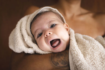 Portrait of cute baby smiling 