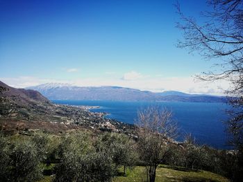 Scenic view of landscape against blue sky