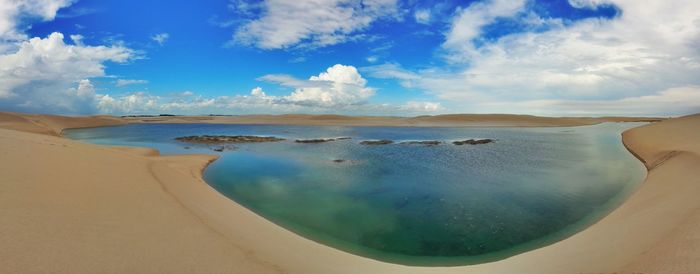 Panoramic view of beach against cloudy sky