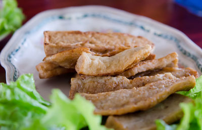 Close-up of meat in plate