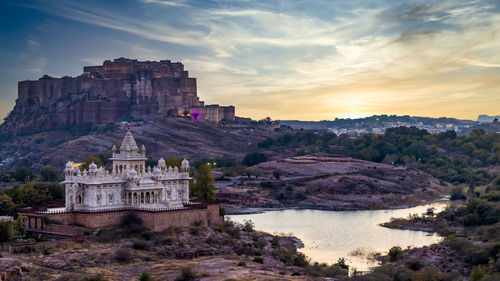 Mehrangarh fort ancient architecture  sunset, located jodhpur, rajasthan is one largest forts india