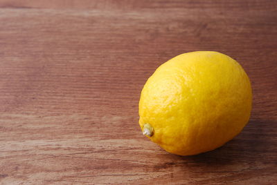 High angle view of lemon on table