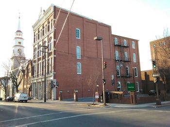 City street with buildings in background