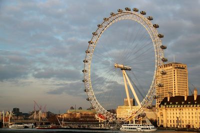 Ferris wheel against cloudy sky