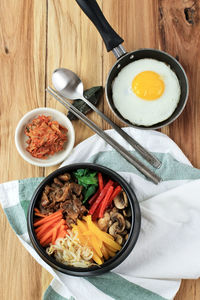 High angle view of food on table