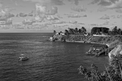 Scenic view of sea against cloudy sky