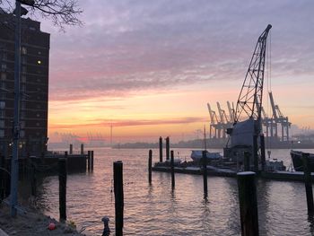 Twilight in hamburg harbor 