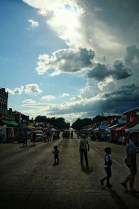 View of city against cloudy sky