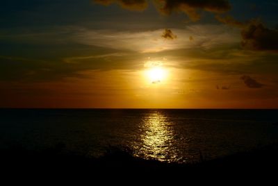 Scenic view of sea at sunset