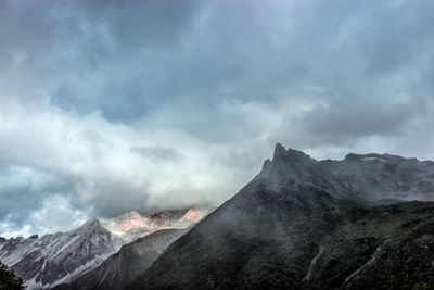 Scenic view of mountain against cloudy sky