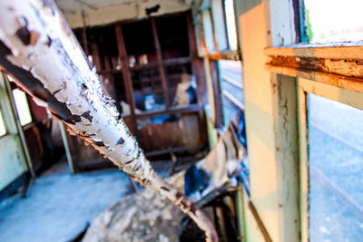 Close-up of abandoned boat