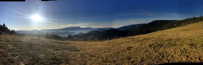 Scenic view of mountains against sky