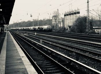 Railroad station against sky