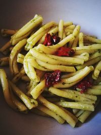 High angle view of pasta in plate