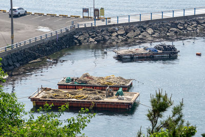 High angle view of pier on sea