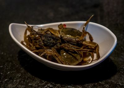 High angle view of noodles in bowl