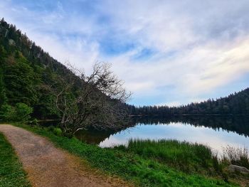 Scenic view of lake against sky