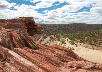 Scenic view of landscape against cloudy sky