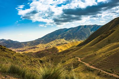 Scenic view of mountains against sky