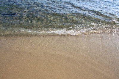 High angle view of surf on beach