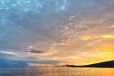 Scenic view of sea against cloudy sky