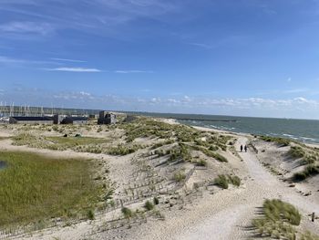 Scenic view of beach against sky