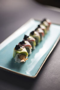 Close-up of served food in plate