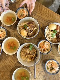 High angle view of food on table