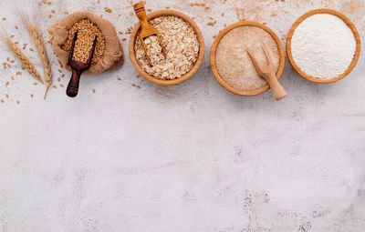 High angle view of cookies on table