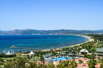 Scenic view of sea against clear sky