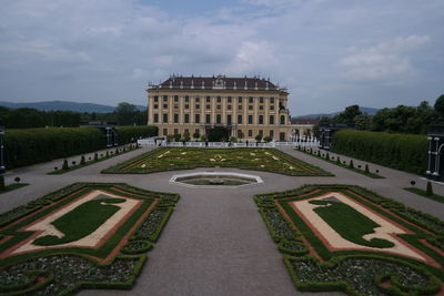 View of historical building in garden